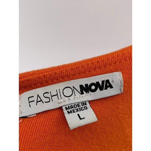 FASHION NOVA Women's Orange Cut Me In One-Shoulder Bodycon Mini Dress SZ L - Picture 5 of 8